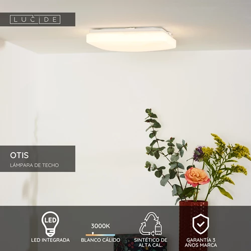 Lucide OTIS - Lámpara de techo - LED - 1x20W 3000K - Ópalo - USP
